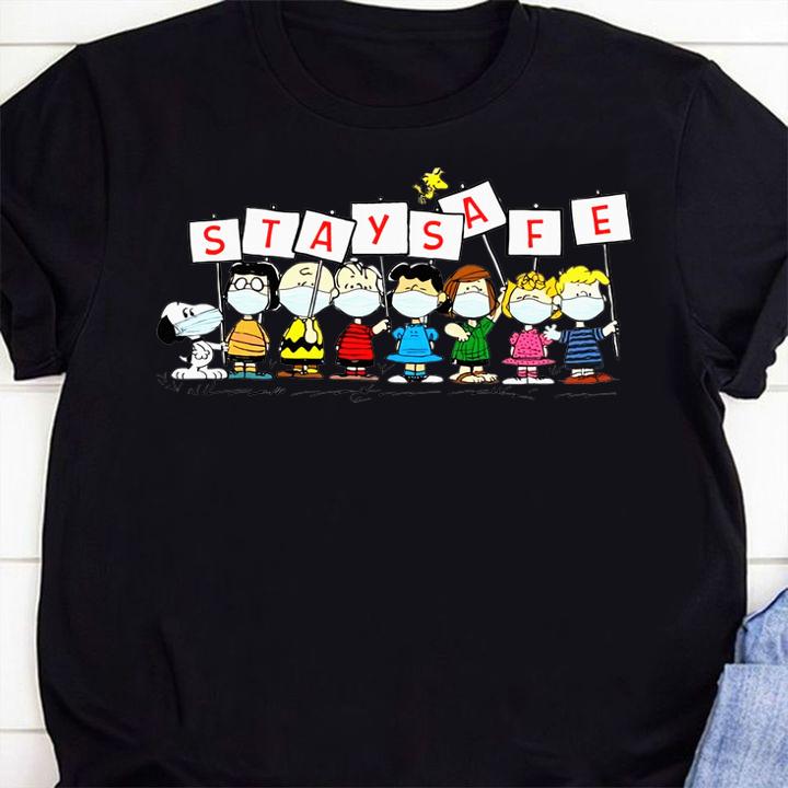 Snoopy Charlie Brown Woodstock Stay Safe t-shirt shirt