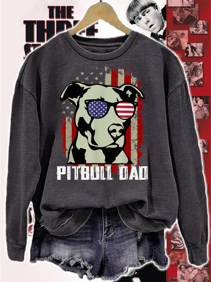 Pitbull Dad 4th Of July American Flag t-shirt sweatshirt