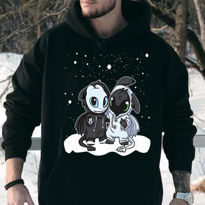 Toothless Baby Night Fury and Light Fury Christmas t-shirt hoodie