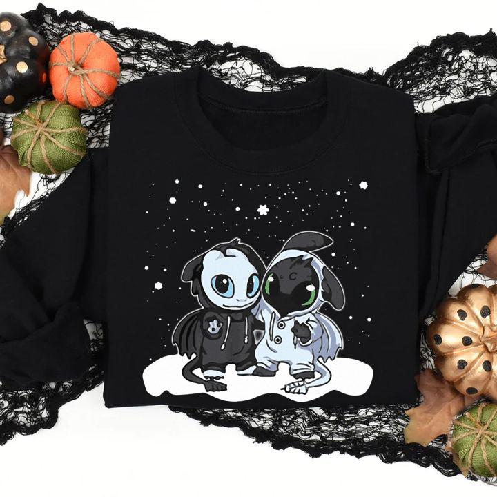 Toothless Baby Night Fury and Light Fury Christmas t-shirt sweatshirt
