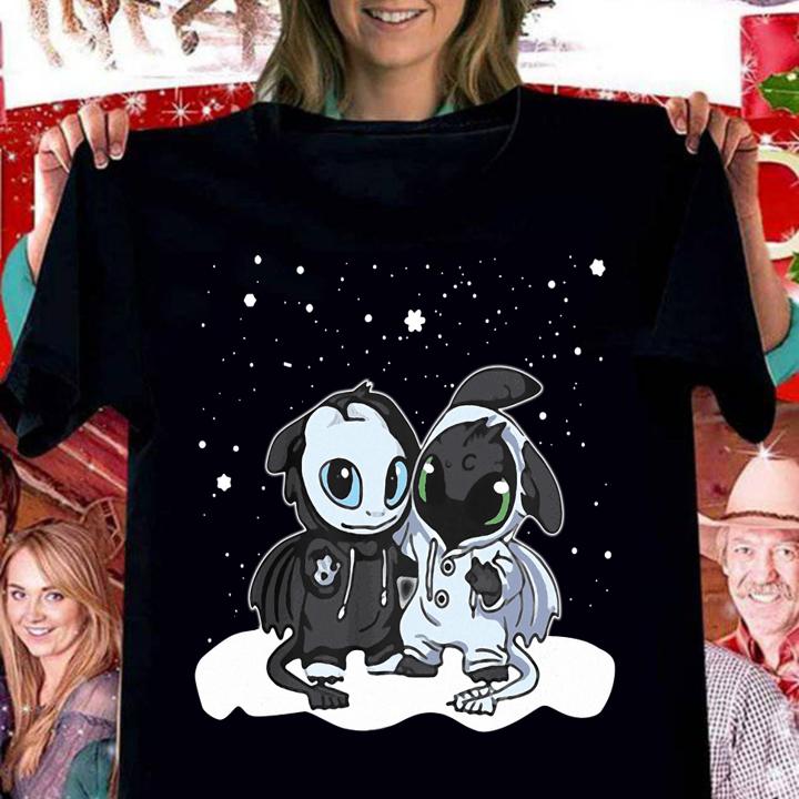 Toothless Baby Night Fury and Light Fury Christmas t-shirt woman shirt