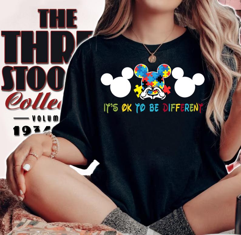 Autism Mickey Mouse It's Ok To Be Different t-shirt woman shirt