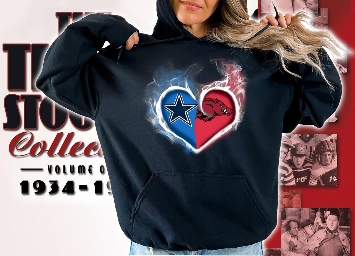 Dallas Cowboy and Arkansas Razorbacks heart fire t-shirt hoodie