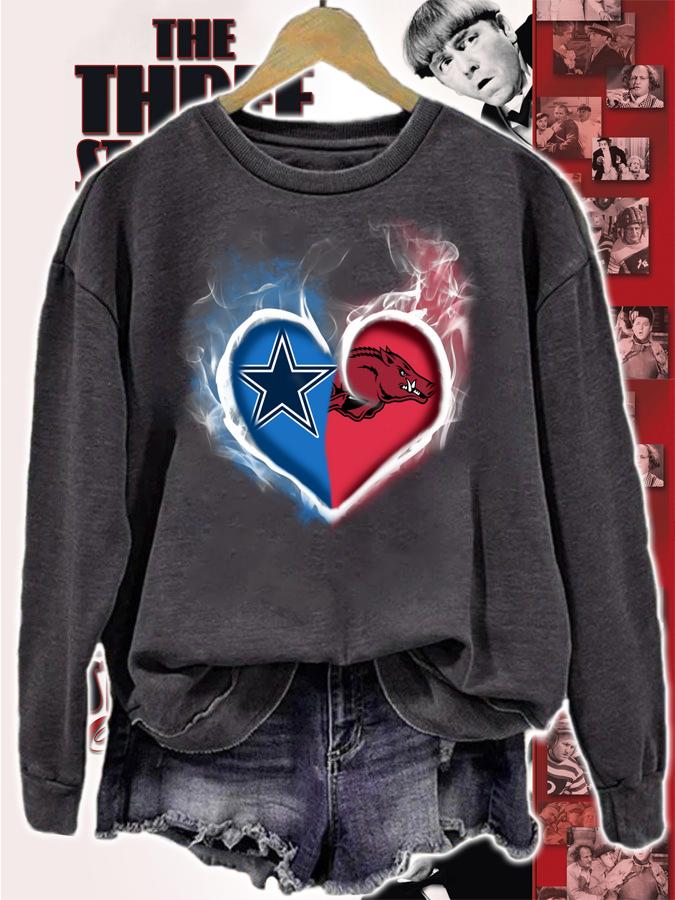 Dallas Cowboy and Arkansas Razorbacks heart fire t-shirt sweatshirt