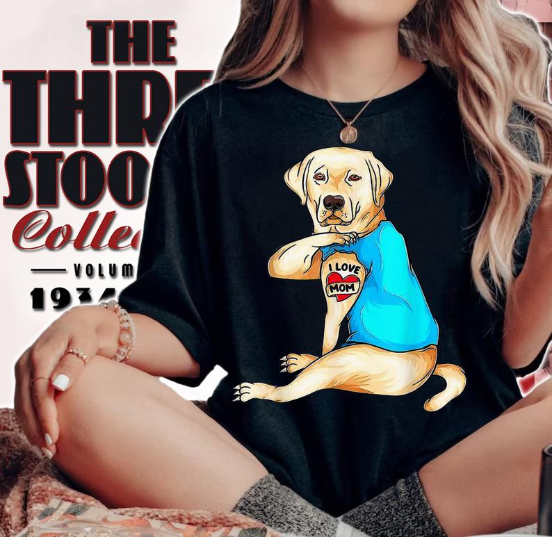 Yellow Lab Labrador Mom Tattoo Cute Mama Mother Grandma t-shirt woman shirt
