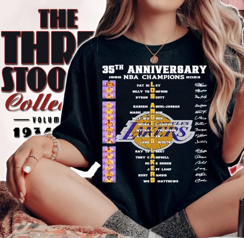 35th anniversary 1988 2023 NBA Champions Los Angeles Lakers signatures shirt t-shirt woman shirt