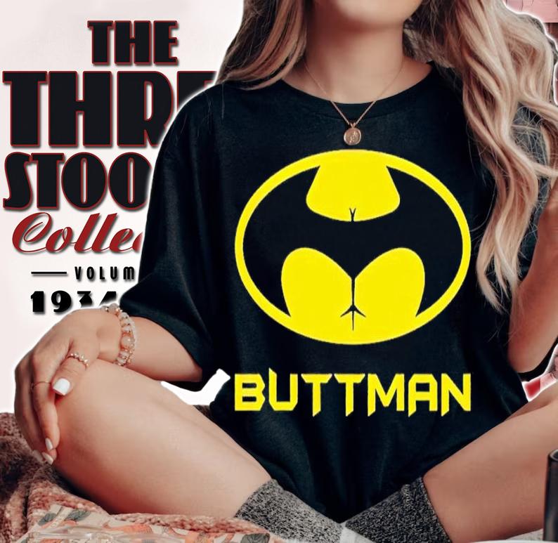 Batman logo parody Buttman shirt t-shirt woman shirt
