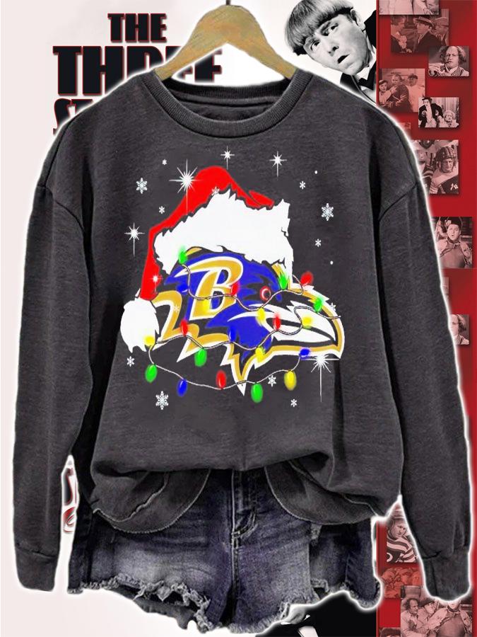 Baltimore Ravens Santa hat Christmas shirt t-shirt sweatshirt