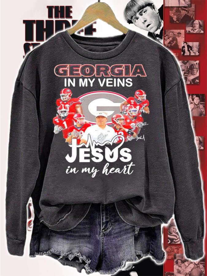 Georgia Bulldogs In My Veins Jesus In My Heart Shirt sweatshirt