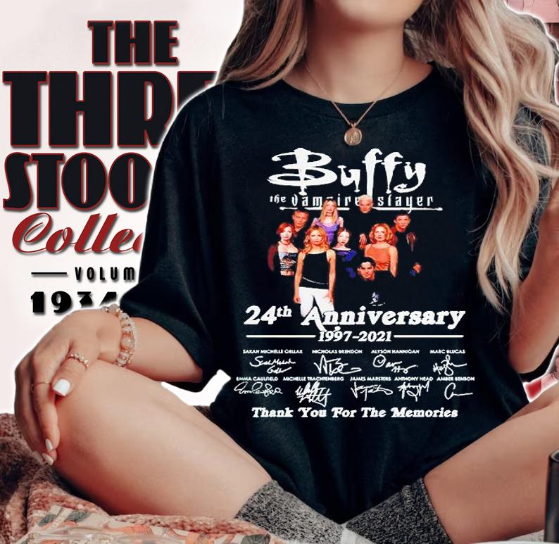 Buffy The Vampire Slayer 24th anniversary 1997-2021 thank You for the memories signatures T-shirt woman shirt
