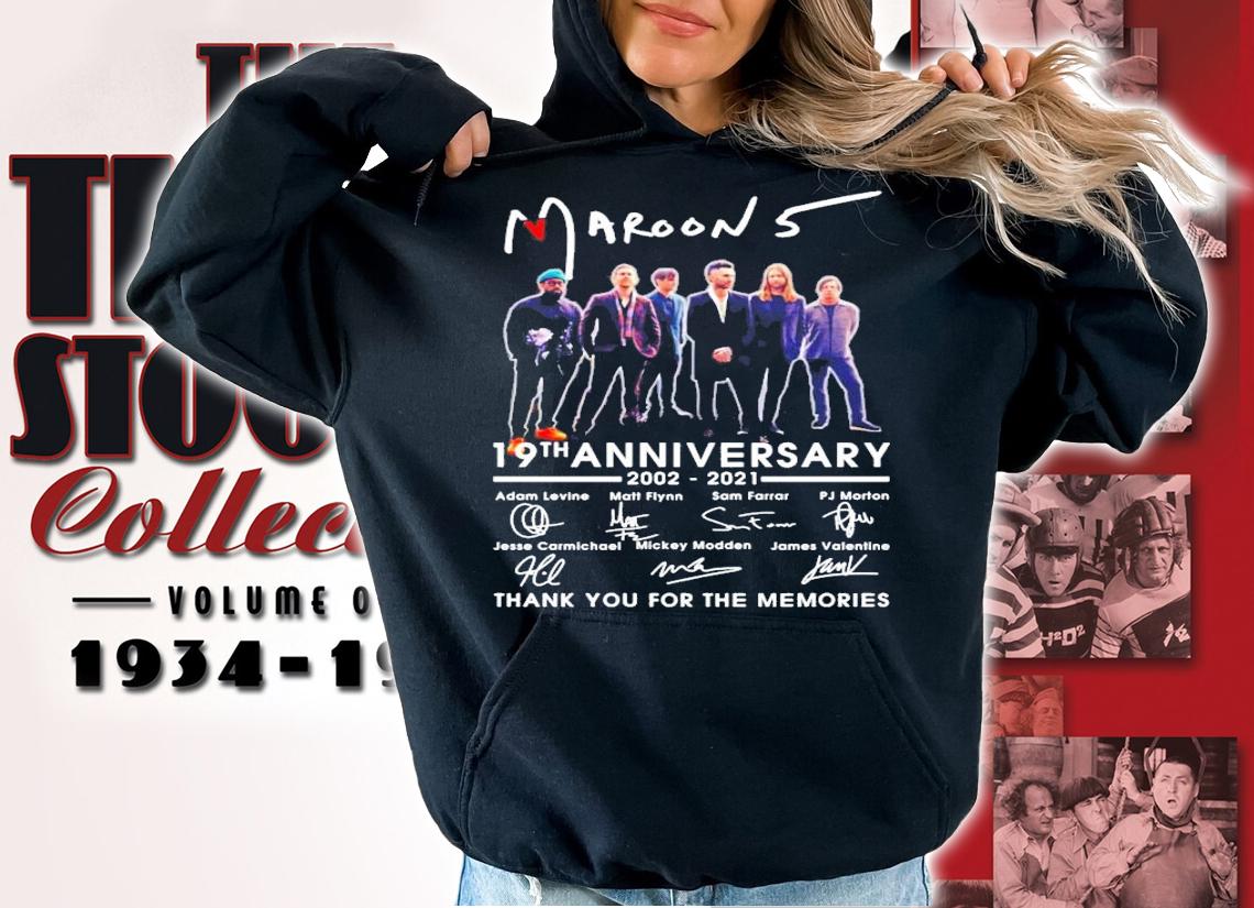 Maroon 5 19th anniversary 2002-2021 signatures t-shirt hoodie