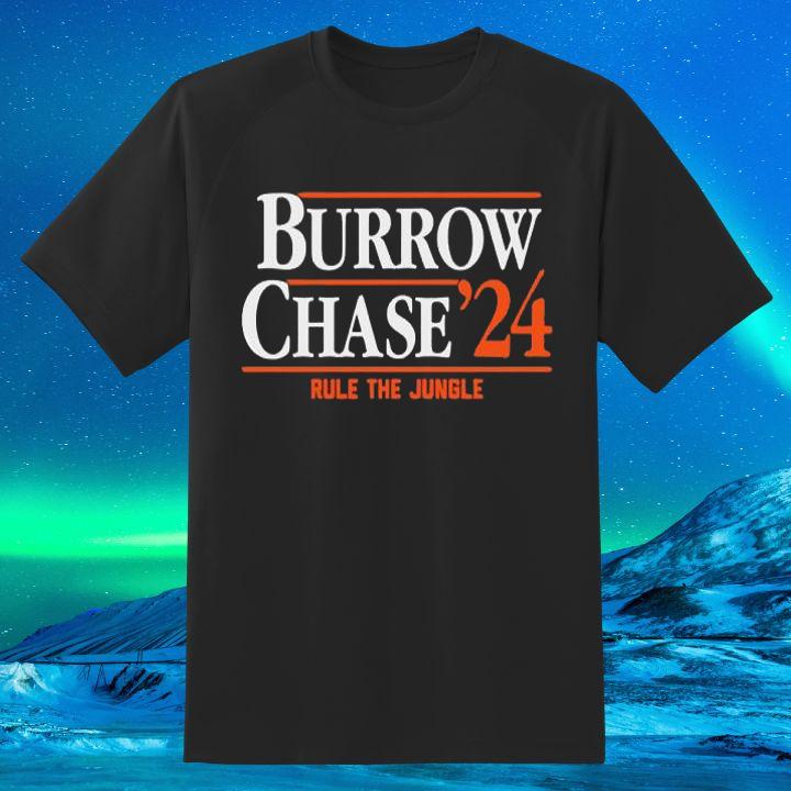 Shop Burrow Chase Cincinnati Bengals 2024 Rule The Jungle T-Shirt Now