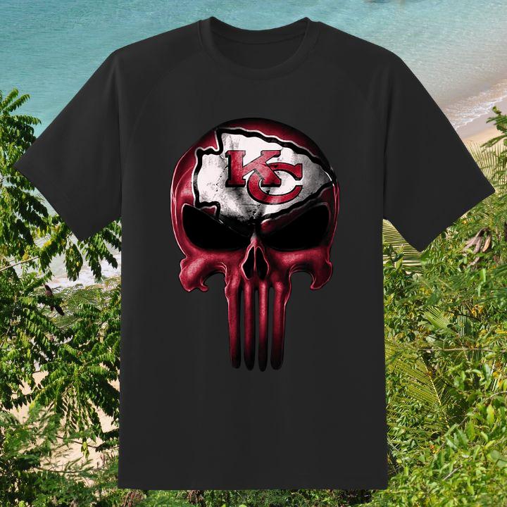 Hot Punisher Skull Kansas City Chiefs Logo T-Shirt