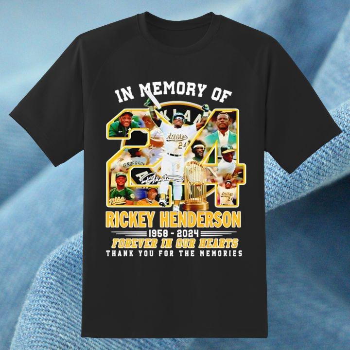 Personalized In The Memory Rickey Henderson 1958-2024 Oakland Athletics Forever In Our Heart T-Shirt