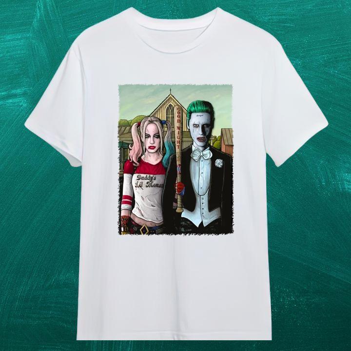 Trending Harley Quinn And Joker American Gothic Shirt