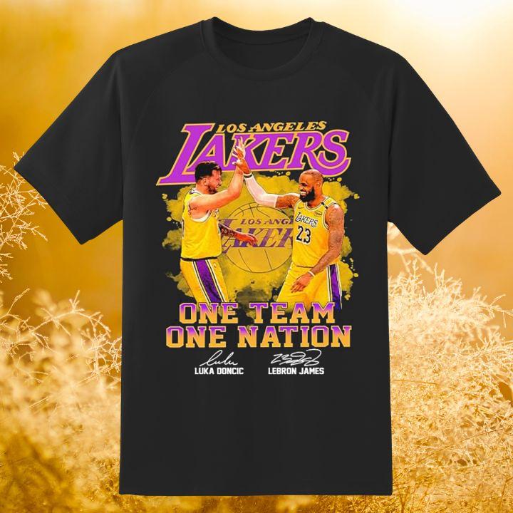 Luka Doncic And Lebron James Lakers One Team One Nation Signed Shirt