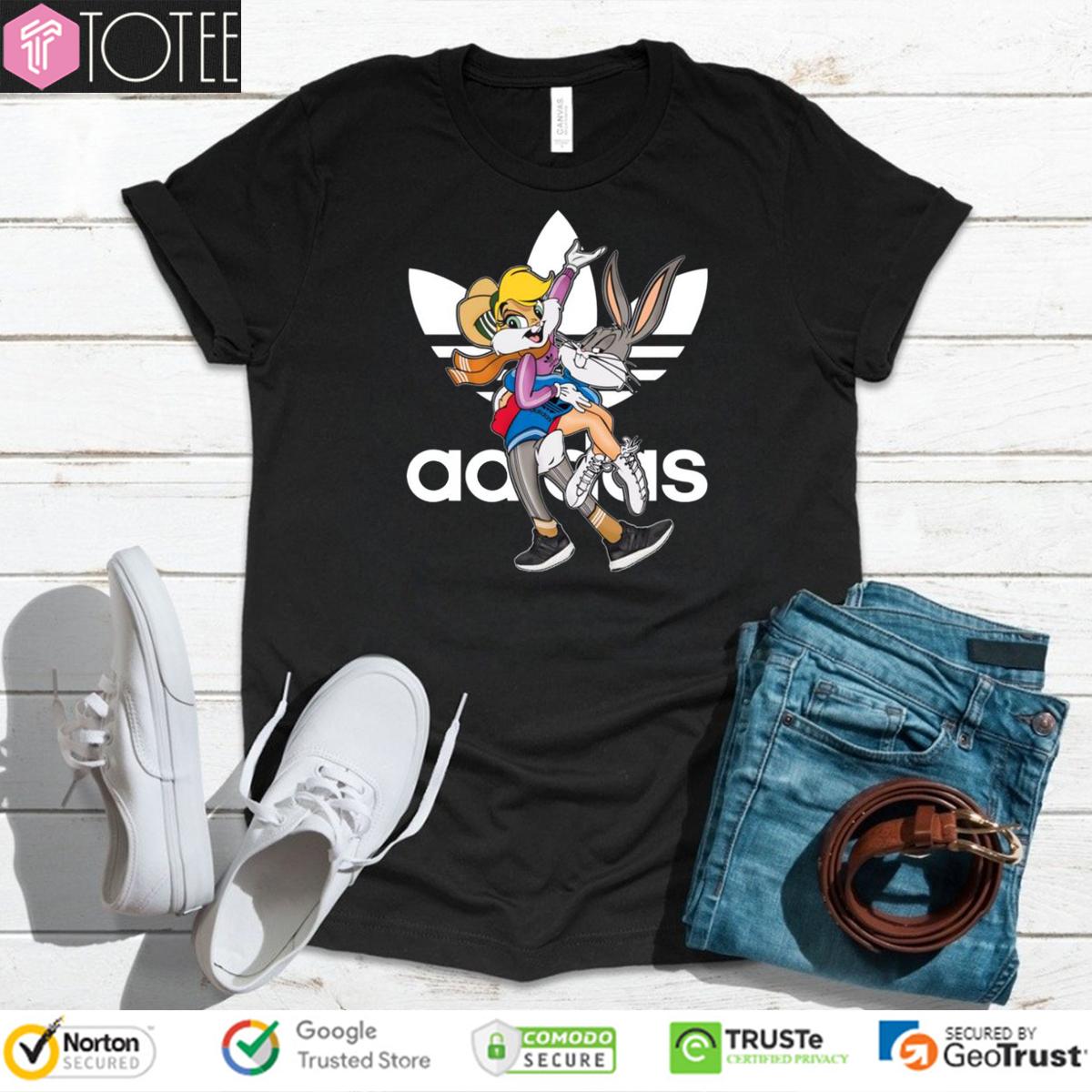 Lola And Bugs Bunny Looney Tunes Parody Adidas Logo T-Shirt
