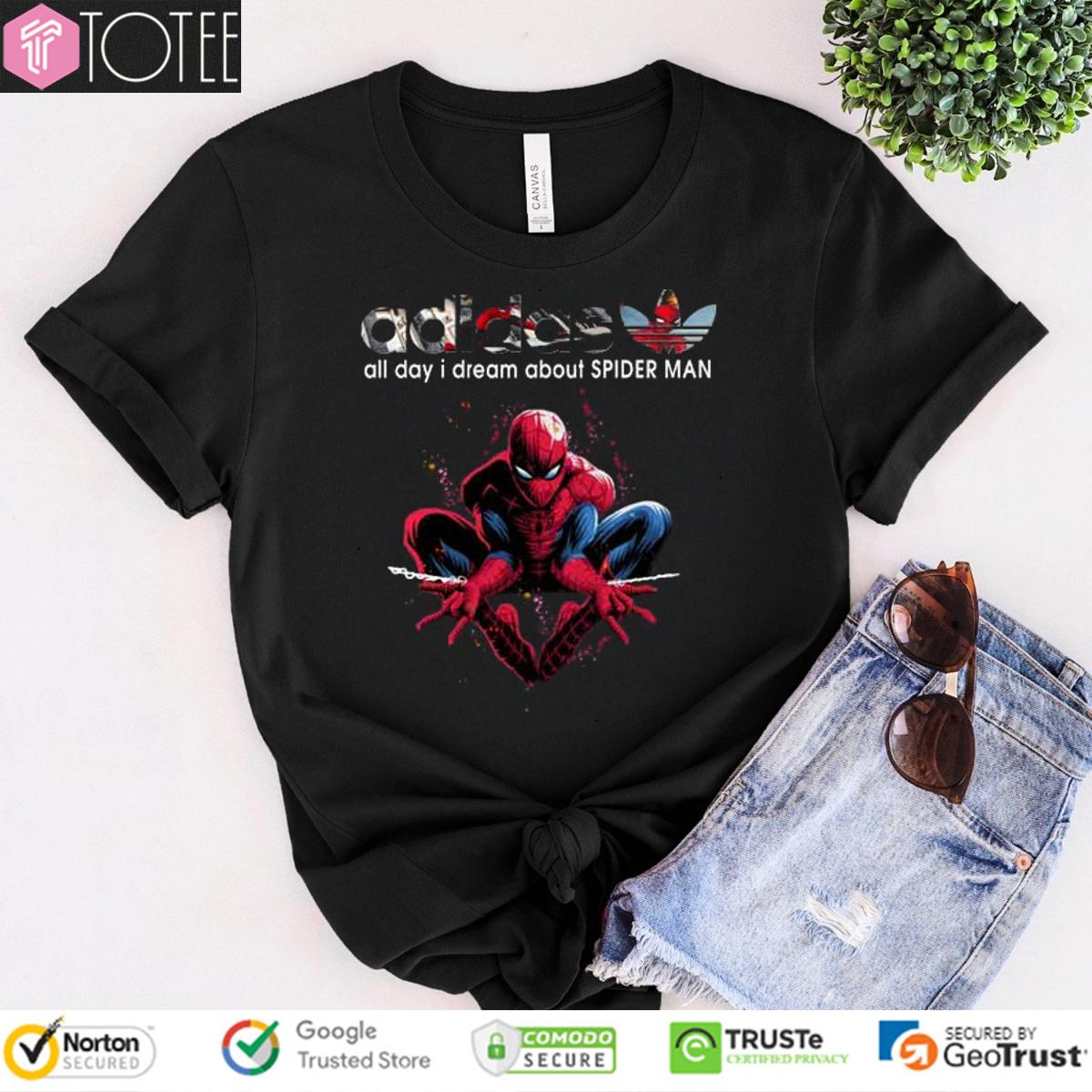 All Day I Dream About Spider Man Parody Adidas Logo T-Shirt