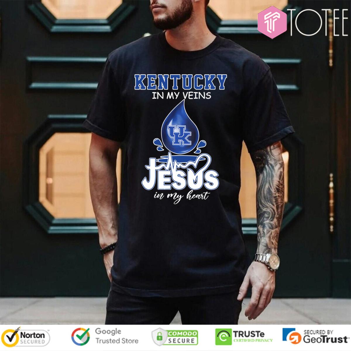Kentucky Wildcat In My Veins Jesus In My Heart Shirt